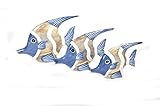 BEAUTIFUL UNIQUE SET OF 3 WOODEN FISH HAND CARVED STATUE SCULPTURE ART