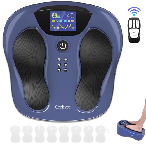 Circulation Blood Booster for Feet and Legs, EMS & TENS Stimulation for Muscle Relaxation, Foot Massager with 8 Body Pads & Remote, 25 Modes 99 Intensity Drug-Free Relief for Daily Relax at Home