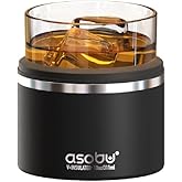 asobu Whiskey Glass with Insulated Stainless Steel Sleeve, 10.5 ounces (Black)
