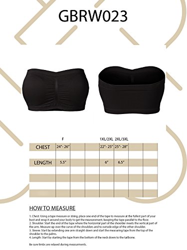 Luna Flower Women's Everyday Strapless Fair Bra Tops - with Removable Pads - Plus Black Free (GBRW023) - Thumbnail 5