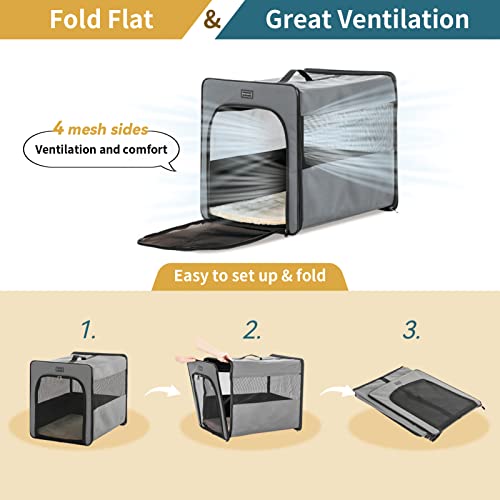 Collapsible Dog Crate, Upgrade Zipper and Strengthen The Seam, to