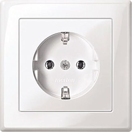 Merten MEG2401-1419 SCHUKO-Steckdose mit voller Abdeckplatte, SK, polarweiß glänzend, M-SMART