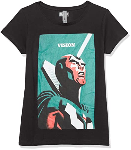 Marvel Little, Big Universe Simplistic Vision Girls - Camiseta de Manga Corta, Color Negro, Talla L, Negro, L