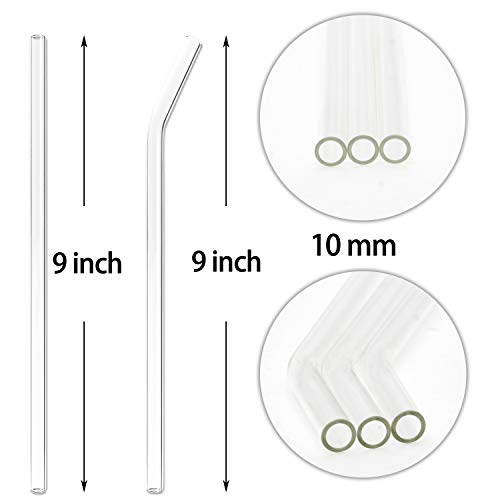 Youngever 16+2 Pack Reusable Glass Straws Assortment, 9 inches x 10 mm, Straight and Bent, Eco Frien - //coolthings.us