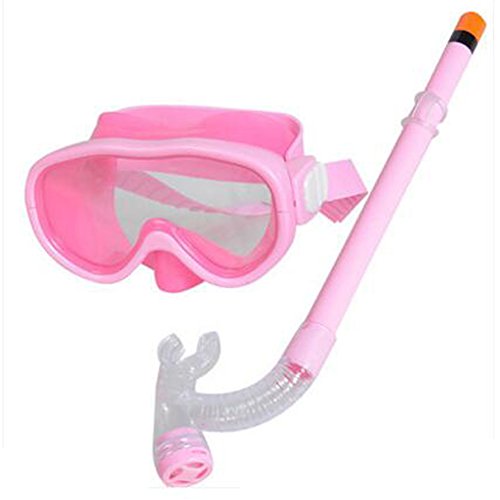 Dongcrystal Junior Swimming Scuba Anti Fog Goggles Snorkeling Set (Mask and Snorkel)-Pink Goggles