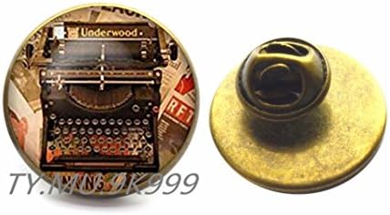 Yao0dianxku TYPEWRITER Pin typewriter jewelry typewriter Brooch Glass Cabochon Brooch.Y259