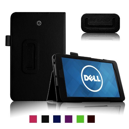 Infiland Folio PU Leather Slim Fit Stand Case Cover for Dell Venue 7 16GB Android 4.2 7-inch Tablet (DELL Venue 7 16GB Android 4.2, Black)