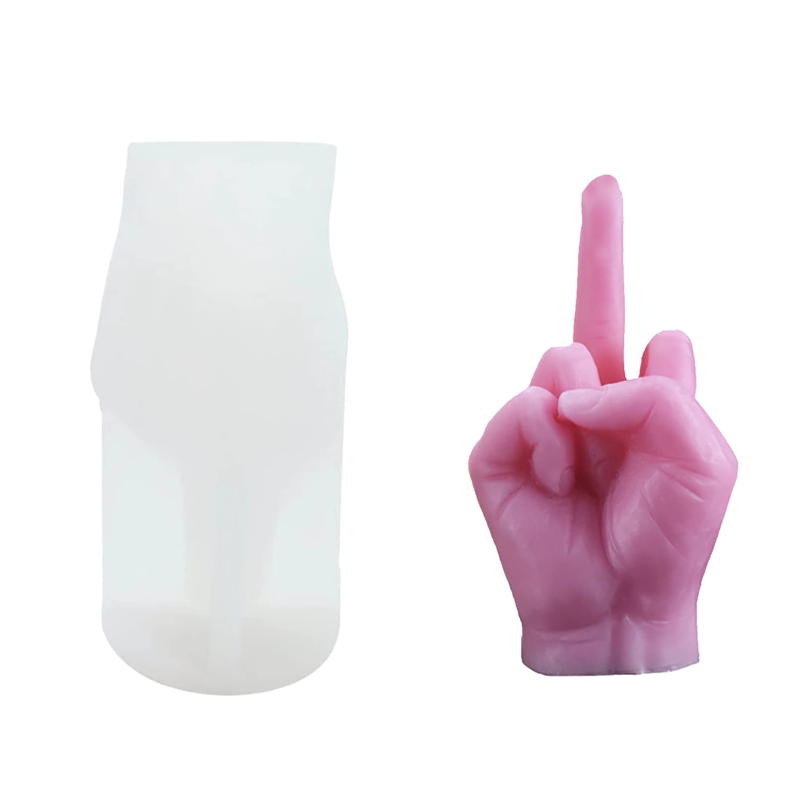 Hand Gesture Shaped Silicone Candle Mold 3D Middle Finger Resin Casting Mould for DIY Soap Candles Handmade Gift Craft Ornaments Home Decoration (Middle Finger)