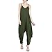 Women's Punk Spaghetti Strap Jumpsuit V Neckline Comfy Loose Harem One Piece Romper (XL, Armygreen)