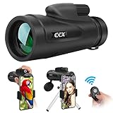 CCX Monocular Telescope for Smartphone, 12X50 High Power BAK4 Prism Monocular, Waterproof Handheld Telescope for Adults Bird Watching with Phone Photography Adapter and Wireless Remote Control