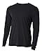 A4 Mens Cooling Performance Long Sleeve Crew, Large, Black
