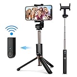 oneisall Selfie Stick Tripod, Mini Foldable Extendable 360° Rotation Bluetooth Selfie Stick with Remote Control and Tripod Stand Compatible with iPhone x 8 7 Android Samsung Galaxy S7 S8 (Black)