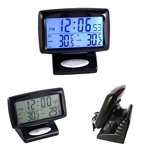 CactusAngui Car Vehicle LED Digital LCD Thermometer Clock Temperature Meter with Backlight Black