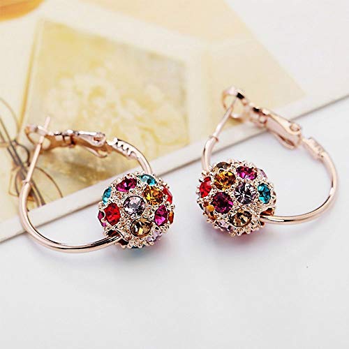 Rhinestone Woman Stud Earrings Hoop Earrings Colorful Crystal Ball Earrings