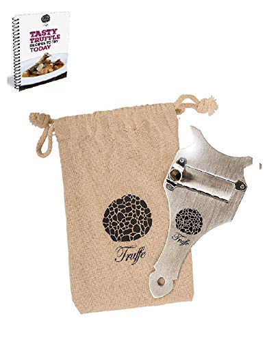 5☆ Truffle Slicer & Chocolate Shaver with Chic Fabric Bag, Recipe E-Book & PDF User Guide. Trim Those Truffles! Also Shaves Cheese, Garlic, Mushrooms & Veg! Premium Stainless Steel & Adjustable Blade