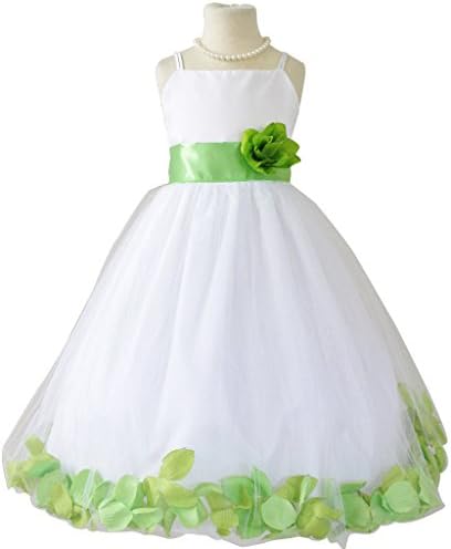 Flower Girl Dress Rose Petal Paperio Easter Wedding Girl White (Baby - 14) Green Apple 4