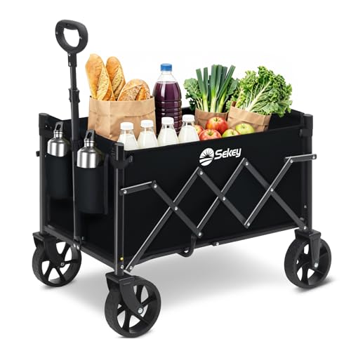 Sekey Carrello pieghevole 60L 80KG Portata Leggero e Compatto per Spesa Campeggi，Manico Regolabile，Campeggio 4029 Mini, Nero