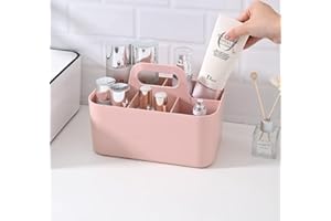 Multipurpose Organizer – 5-Compartment Caddy for Desk, Crafts, Nursery & Office, Stackable Plastic Storage Box with Handle (P