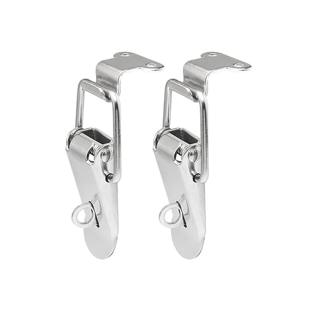 2PCS Spring Loaded Toggle Latch, 90mm Stainless Steel Hasps Clamps, Toggle Clamp Latch with Lock Ring for Box Drawer Cabinet