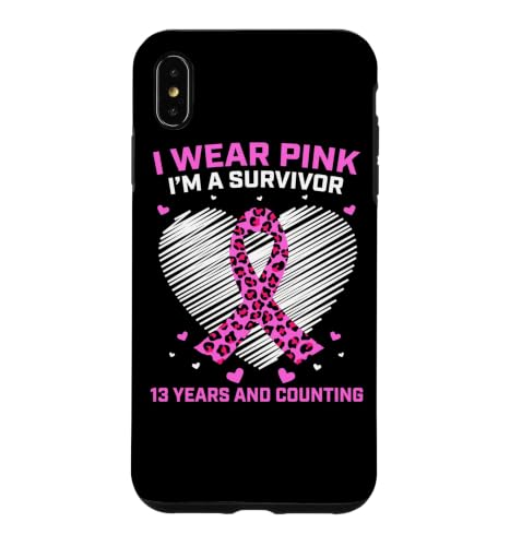 13 Years Breast Cancer Survivor Pink Cheetah Print Awareness Case for iPhone XS…