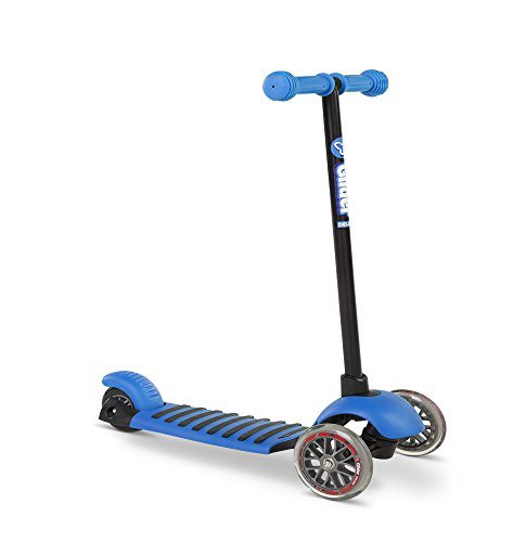 Yvolution Y Glider Nua | Three Wheel Foldable Kick Scooter For Kids With Storage Accessory For Children Ages 3 Years Blue