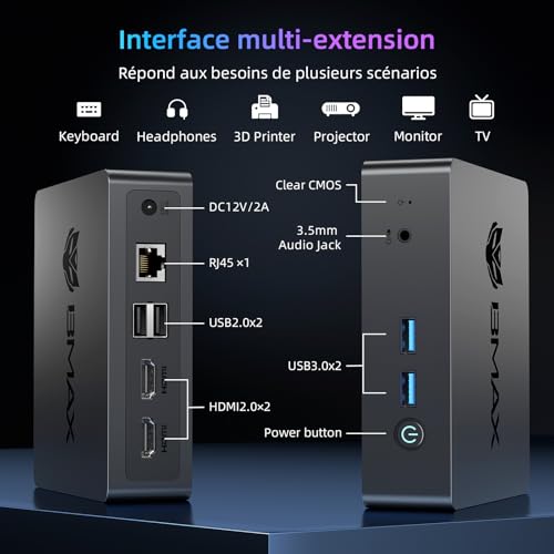 BMAX B3Pro Mini PC, Intel Celeron N4500 (up to 2.8GHz), 8GB DDR4 RAM + 256GB M.2 SATA/NVMe SSD, Win-11Pro, Micro Desktop Computer, WiFi 5, BT5.0, Dual Display 4K Tower PC for School/Office