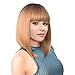 Kalyss Short Ombre Honey Blonde 2 Tones Black to Blonde Bob Wigs with Hair Bangs Heat Resistant Yaki Synthetic Straight Full Head Hair Replacement Wig for Women Natural Looking for Daily Wear