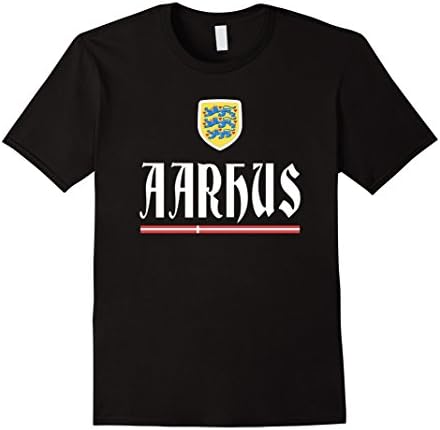 Men's AARHUS T-shirt Danish Pride Denmark Flag Danmark Tee Medium Black