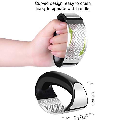 Funkprofi Garlic Press Rocker Stainless Steel Garlic Crusher Squeezer Slicer Mincer Chopper Kitchen Gadget with Handle Easy to Clean
