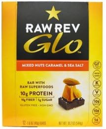 Raw Revolution, Glo, Mixed Nuts Caramel &amp; Sea Salt, 12 Bars, 1.6 oz (46 g) Each