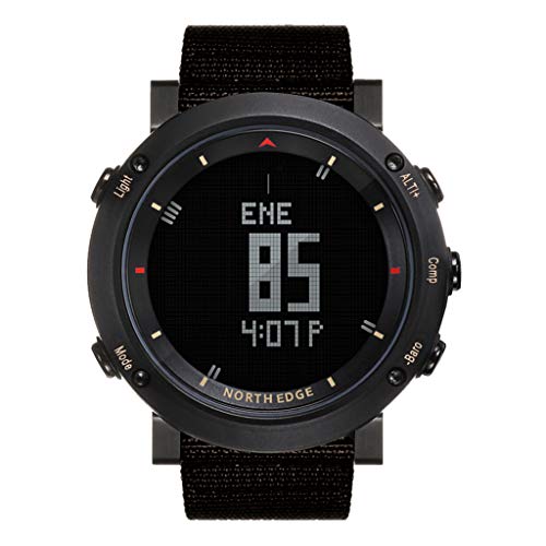 North Edge Altay Sports Smart Outdoor Compass Wrist Watch Back Light for Fishing (Black_A)