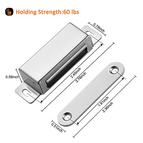 Magnetic Door Catch Elitlife 4 Packs Cabinet Door Magnets 60 lbs Strong Cabinet Magnet Latch Hardware Stainless Steel for Home Kitchen Cupboard Wardrobe Closet Door Closer-Screws Include