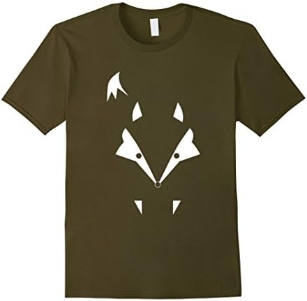 Mens Cute Artistic Fox T-Shirt Large Olive
