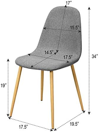 Giantex Set of 2 Kitchen Dining Chairs, Easily Assemble Modern Fabric Cushion Seat Chair w/Metal Legs, Mid Century Armless Chairs for Kitchen, Dining Room, Restaurant, Gray 6 41Hr9SRob6L. AC