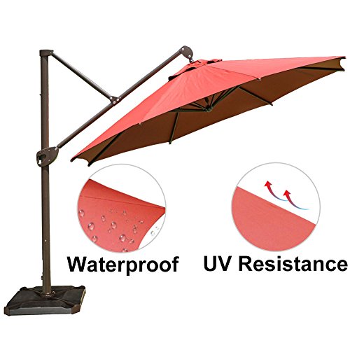 image for Abba Patio Offset Patio Umbrella 11-Feet Hanging Cantilever Umbrella w