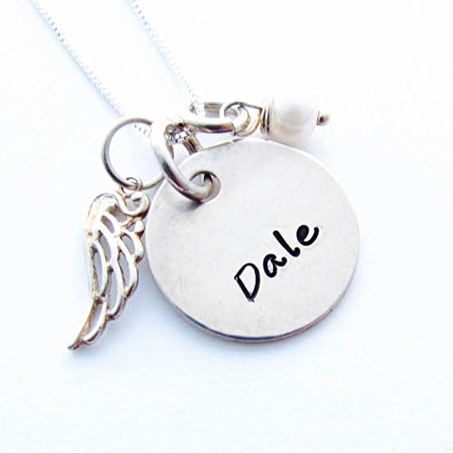 Remembrance Personalized Necklace with Angel Wing Charm: Memorial Pendant Jewelry for Loss of Loved One, Infant Loss, Sympathy Gift Mother