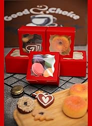 Red Bakery Boxes with Window 4x4x2.5 inches Small