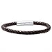 Oxford Ivy Braided Dark Brown Leather Mens Bracelet 6 mm 8 1/2 inches with Locking Stainless Steel Clasp