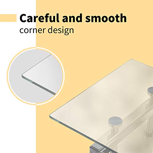 Mecor Mirrored Coffee Table with 2 Tier Glass Boards & Sturdy MDF Legs