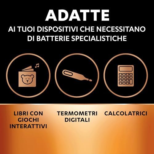 Batterie LR44 (confezione da 4) (A76) Pile alcaline specialistiche da 1,5 V – +50% EXTRA DURATA– Per l’utilizzo in termometri digitali, calcolatrici, torce, orologi da polso