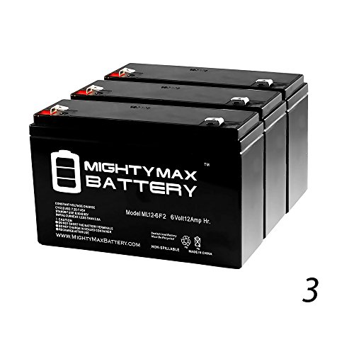 6V 12AH F2 Battery for Para System Minuteman A1250, A12502 - 3 Pack - Mighty Max Battery brand product
