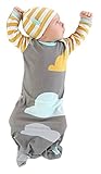 Newborn Baby Cartoon Print Swaddle Sleeping Bag Warm Sleepwear Blanket with Hat size 0-12 Months (Yellow)