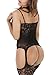 Women's Sexy Lingerie Fishnet Open Crotch Body Stocking Bodysuit Nightwear (Black)