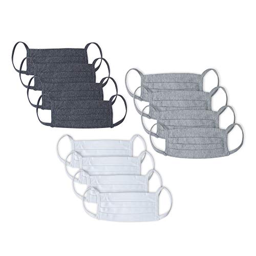 Kit 12Mascaras De Prot.Alg 3Pregas Inter, Mash, Unissex, Branco/Cinza Mescla/Cinza Escuro, UN