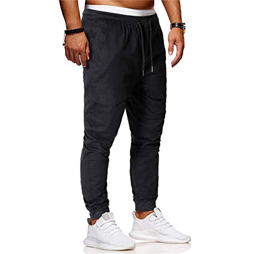 Classic Men's Sweatpants Slacks Elastic Jogging Sport Baggy Pockets Trousers Black - Thumbnail 2