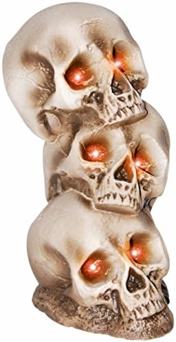 Lighted Skull Pile with Flashing Red Eyes Halloween Tabletop Decoration