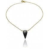Gem O World Natural Gemstone Kite Necklace for Women | German Silver Pendant Jewelry | Dainty 16+2 Inch Healing Crystal Gift for Her (Black Onyx)
