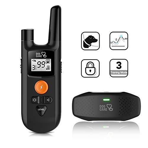 Dog Shock Collar – Dog Training Collar with Remote, 3 Training Modes, Up to 1000Ft Remote Range, 0~99 Shock Levels, Beep, Vibration ,Shock, Rechargeable Remote Shock Collar for Dogs