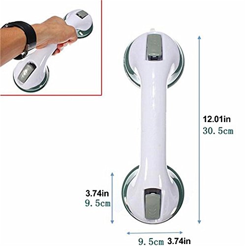 EASY BIG Balance Assist Bar Bath & Shower Handle Grab Bar, 12IN (White/Grey, 12IN/30.5CM)