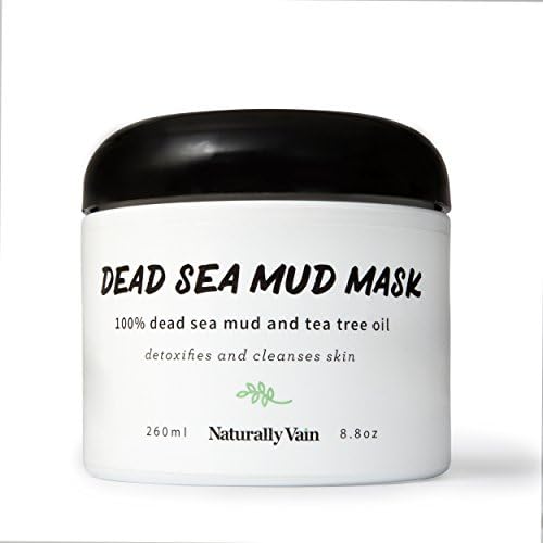 Naturally Vain Dead Sea Mud Mask with Tea Tree Oil (8.8 oz.) Facial Cleansing Anti-Aging Exfoliate | Deep Pore Cleanser for Acne, Blemishes | Pure, Natural Skin Balance